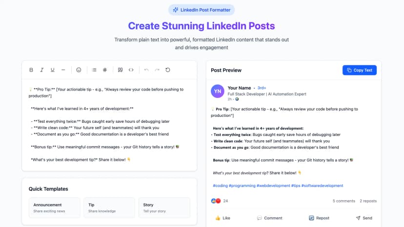LinkedIn Post Formatter
